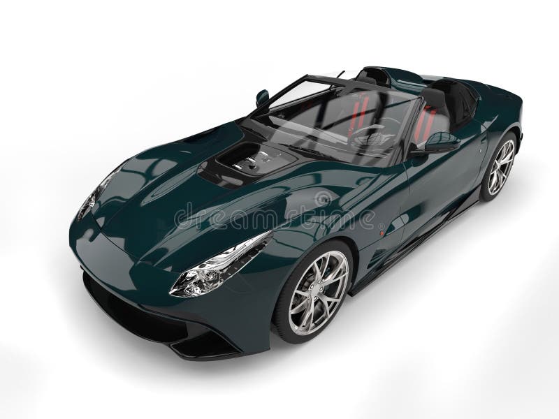 Автомобиль спорт темного сияющего зеленого современного cabriolet супер бесплатная иллюстрация