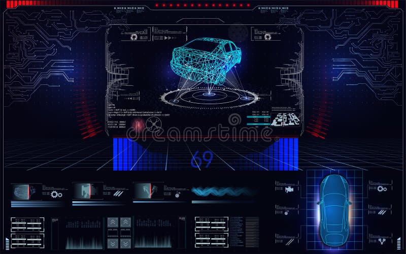 Автомобиль скеннирования, анализ и корабль диагностик, элементы HUD UI, выбор частей автомобиля Состояние диагностик оборудования бесплатная иллюстрация Автомобиль скеннирования, анализ и корабль диагностик, элементы HUD UI, выбор частей автомобиля Состояние диагностик оборудования бесплатная иллюстрация