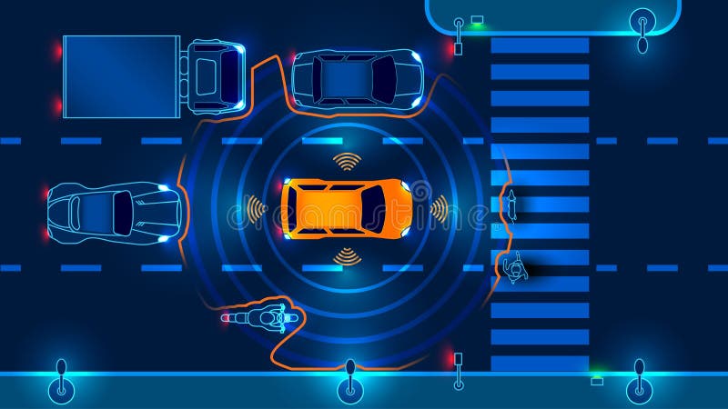 Автономный умный автомобиль иллюстрация вектора Автономный умный автомобиль иллюстрация вектора
