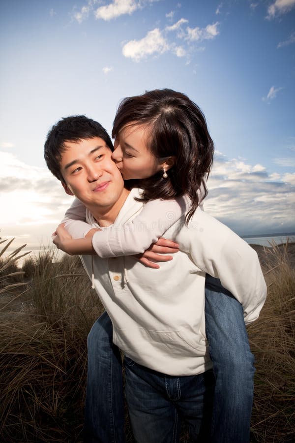 Outdoor young couple asian