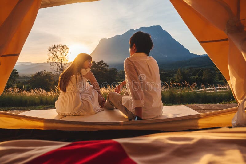Couple asian outdoor watching
