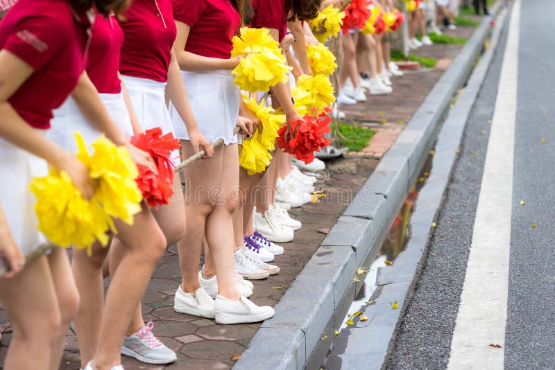 POV asian young cheerleaders