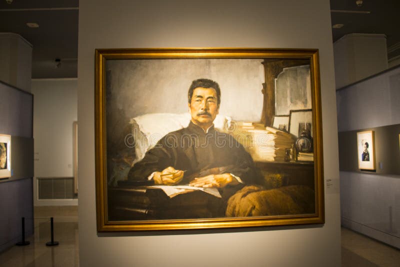 Азия Китай, Пекин, музей изобразительных искусств Китая, крытая художественная выставка темы ŒLu Xun ¼ hallï выставки, стоковые фото Азия Китай, Пекин, музей изобразительных искусств Китая, крытая художественная выставка темы ŒLu Xun ¼ hallï выставки, стоковые фото