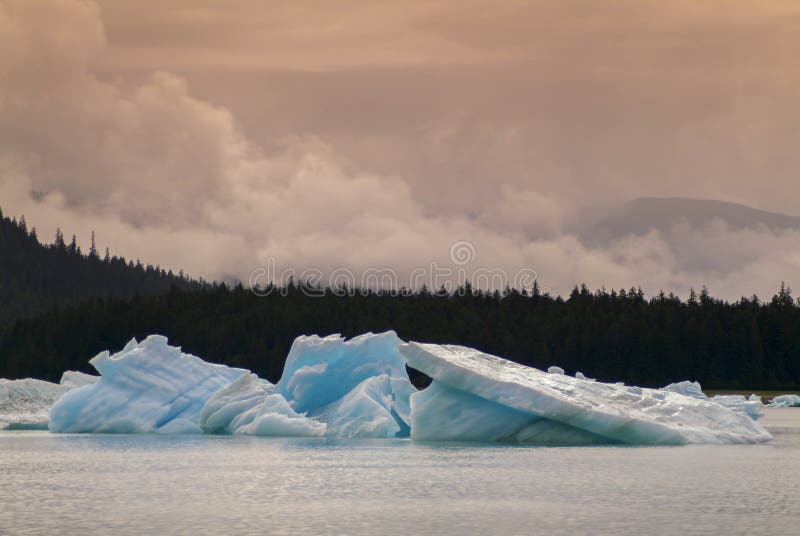 Colorful ice from the Leconte Glacier moves out to LeConte Bay on the inside passage in southeast Alaska near the city of Petersburg. Colorful ice from the Leconte Glacier moves out to LeConte Bay on the inside passage in southeast Alaska near the city of Petersburg.