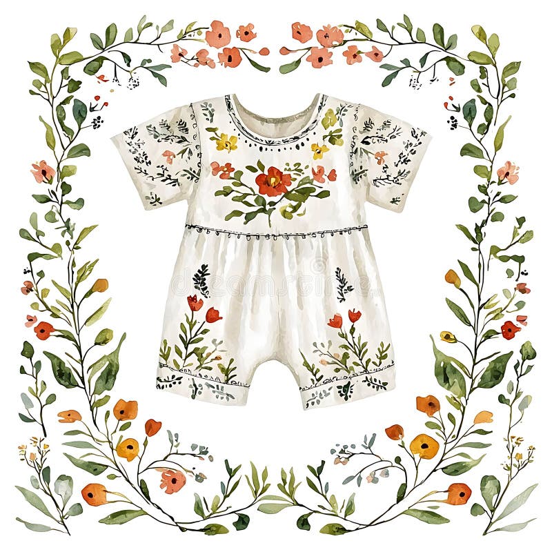 Акварель Baby Romper с рамкой для дыхания иллюстрация штока