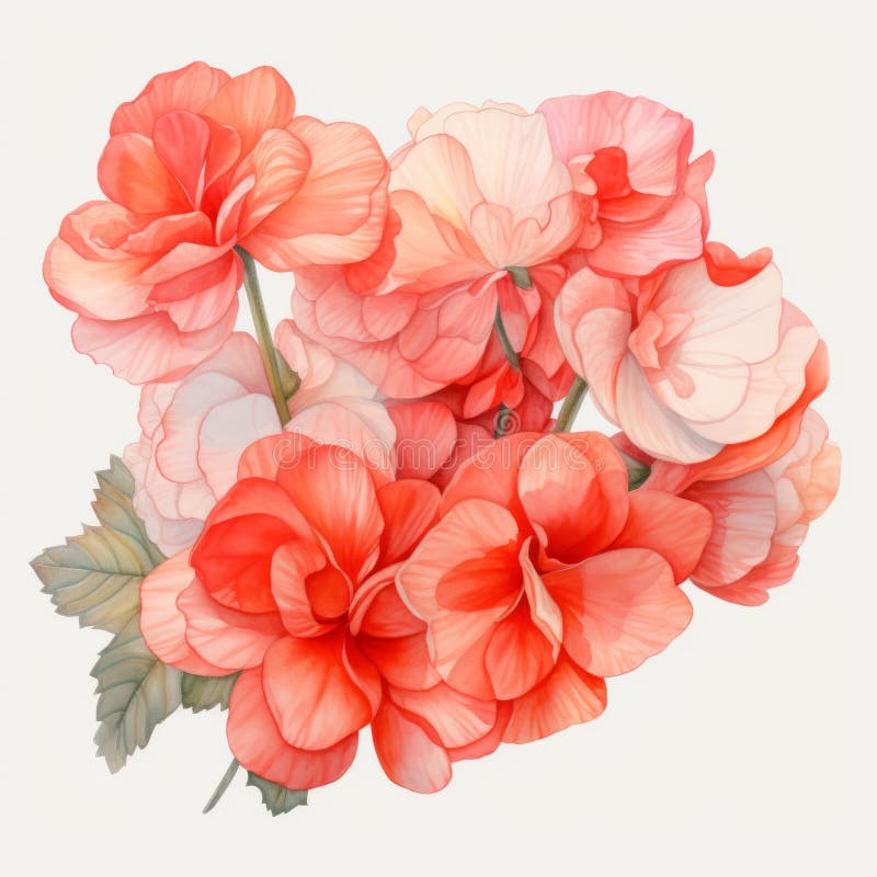 акварель реалистичные begonia красный и розовый geraniums рисование цветы вектор иллюстрация бесплатная иллюстрация