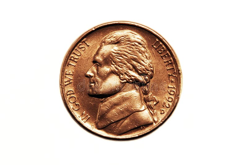 A isolated picture of a American five cent piece. A isolated picture of a American five cent piece.