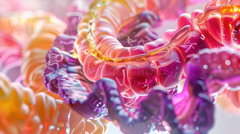 Labeled high-resolution intestine anatomy ideal for medical textbooks, including key sections. AI generated. Labeled high-resolution intestine anatomy ideal for medical textbooks, including key sections. AI generated