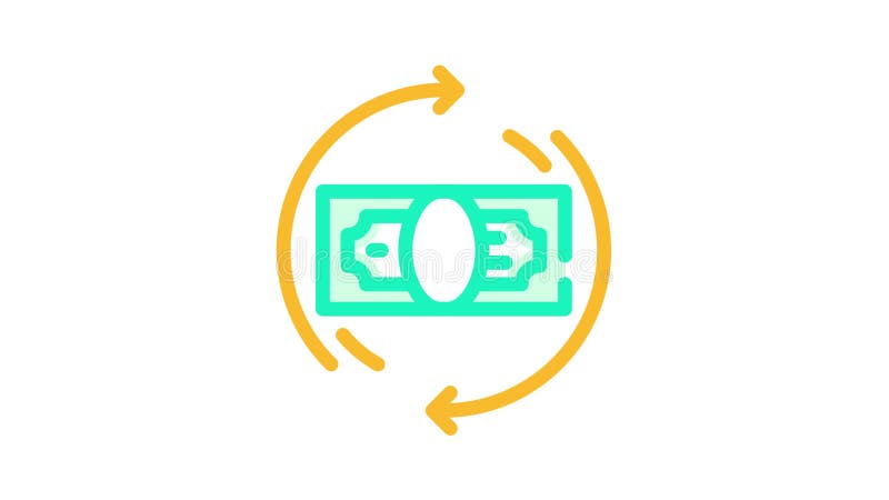 Анимация значков цвета стрелок круга банкноты денег