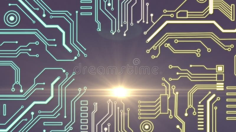 анимация света, движущегося по интегральной цепи иллюстрация вектора