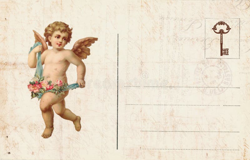 Antique style victorian valentine`s postcard featuring cupid and heart with blank space for text. Sized at 8.5x11 inches. Antique style victorian valentine`s postcard featuring cupid and heart with blank space for text. Sized at 8.5x11 inches.