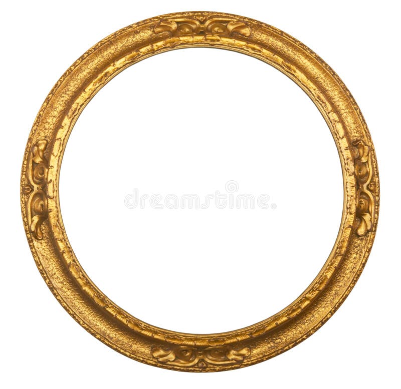 Round circular antique gilt gold picture frame. Round circular antique gilt gold picture frame