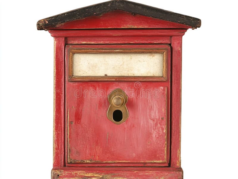 Античный красный деревянный почтовый ящик Vintage Postbox Слот для румяной почты Shabby Шикарный район стоковые изображения rf
