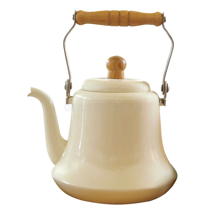 Antique Enamel Kettle isolated with clipping path. Antique Enamel Kettle isolated with clipping path