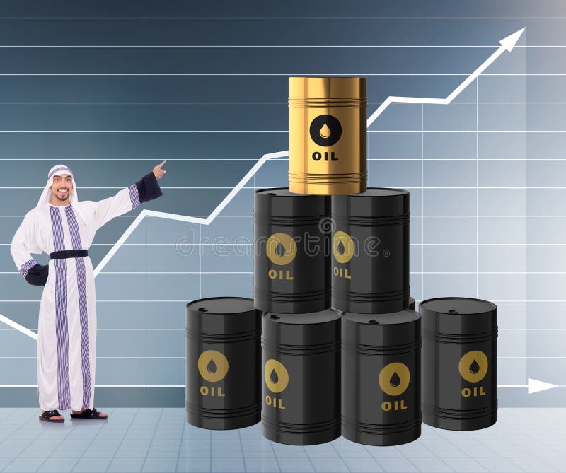 араб бизнесмен в концепции цен на нефть стоковая фотография rf