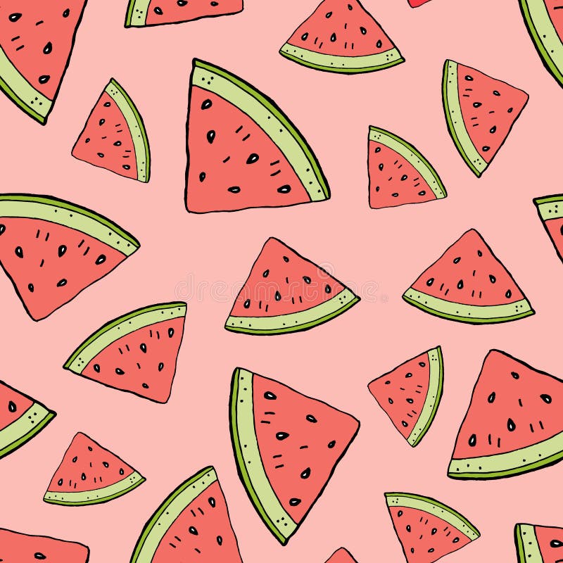 Watermelon slices cartoon hand drawing stock illustration Watermelon slices cartoon hand drawing stock illustration