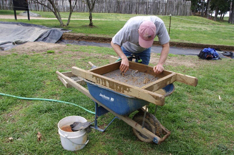 Jamestown,VA,USA. April 14,2015. Archaeologist working at The Jamestown Settlement. Jamestown,VA,USA. April 14,2015. Archaeologist working at The Jamestown Settlement.