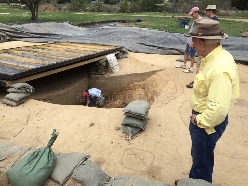 Jamestown,VA,USA. April 14,2015. Archaeologist working at The Jamestown Settlement. Jamestown,VA,USA. April 14,2015. Archaeologist working at The Jamestown Settlement.