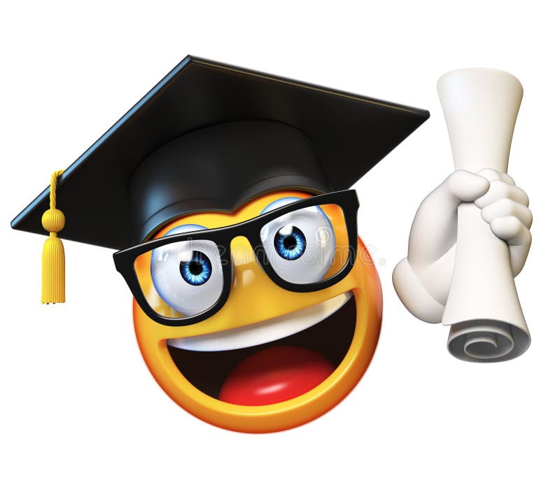 Аспирант Emoji изолированный на белой предпосылке, крышке градации смайлика нося держа диплом бесплатная иллюстрация Аспирант Emoji изолированный на белой предпосылке, крышке градации смайлика нося держа диплом бесплатная иллюстрация