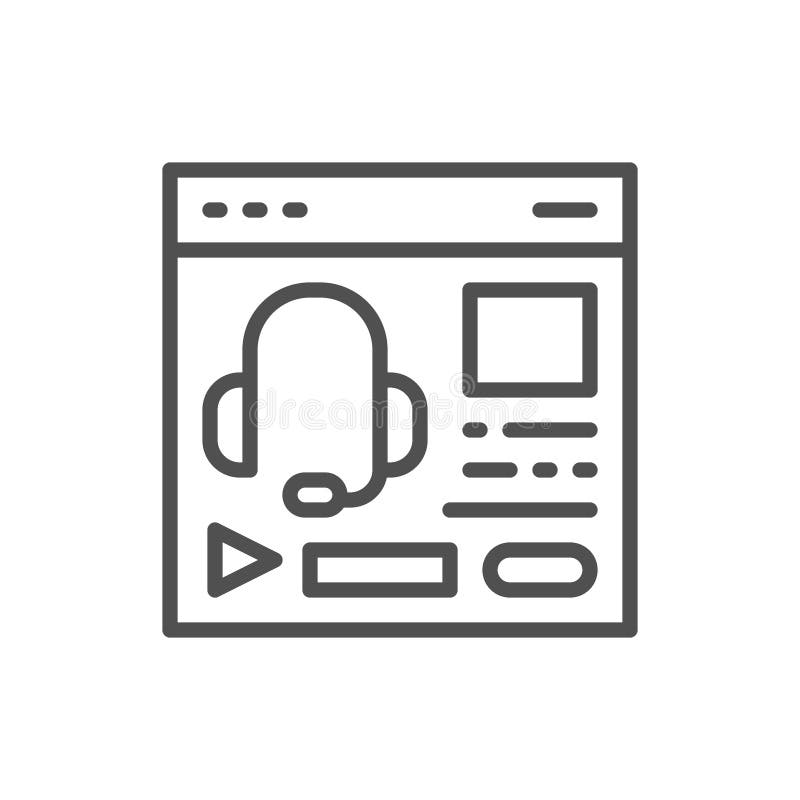 Аудио курс, podcast, вебсайт образования, линия значок интернет-страницы иллюстрация вектора Аудио курс, podcast, вебсайт образования, линия значок интернет-страницы иллюстрация вектора