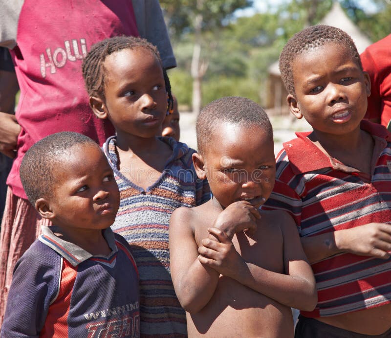 Group of african children living in a poor village near Kalahari Desert, Namibia. Group of african children living in a poor village near Kalahari Desert, Namibia