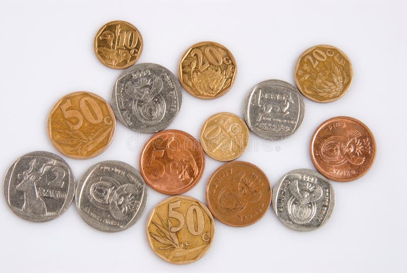 A bunch of South African coins. A bunch of South African coins