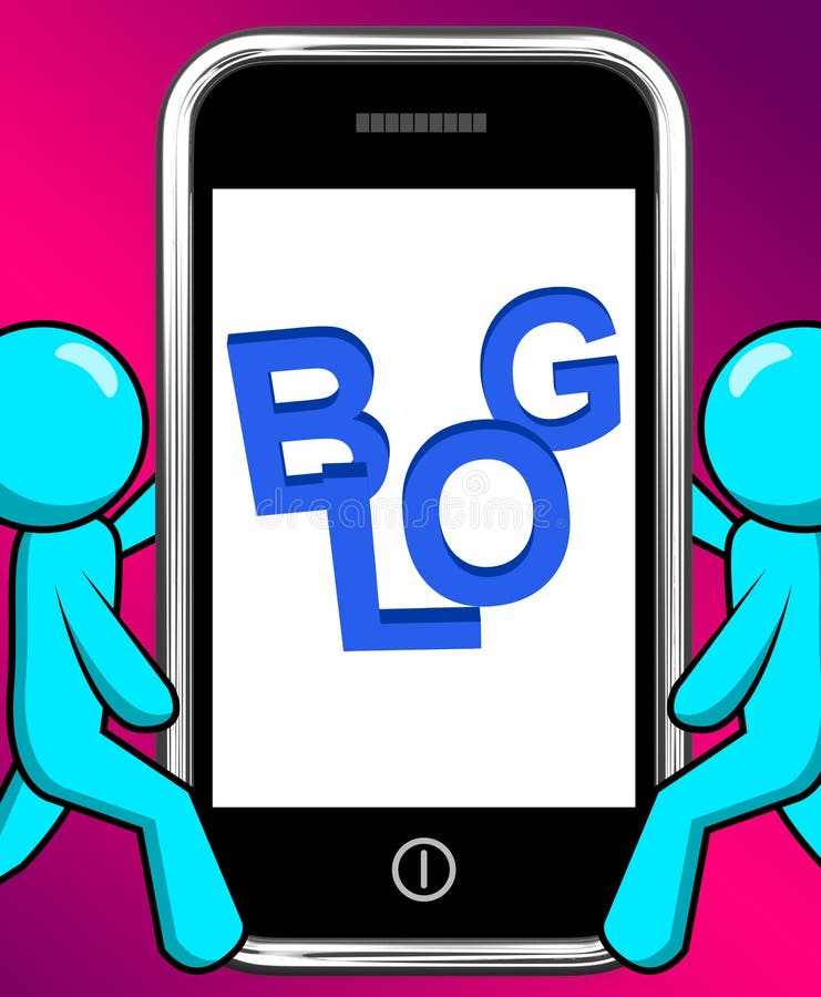 Блог на дисплеях телефона Blogging или вебсайтах Weblog иллюстрация вектора