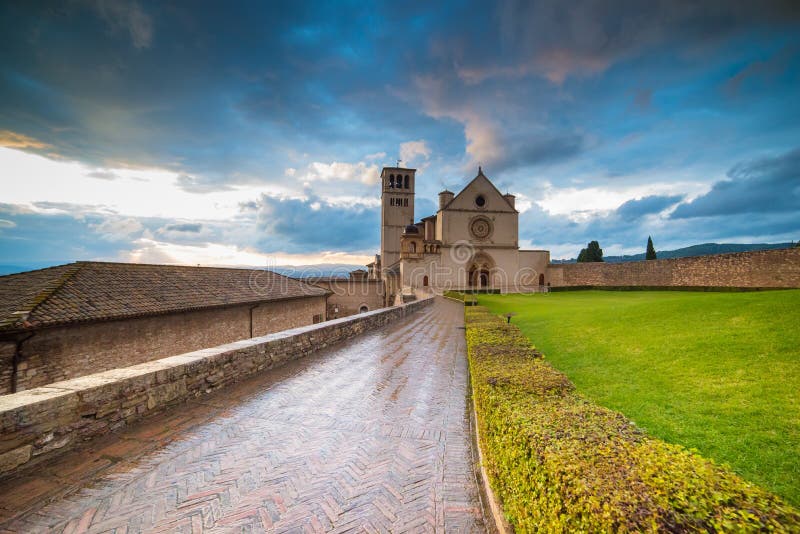 Basilica of St. Francis in Assisi.Target of innumerable pilgrims from all the world which admire the grave of St. Francis in the church. Basilica of St. Francis in Assisi.Target of innumerable pilgrims from all the world which admire the grave of St. Francis in the church.