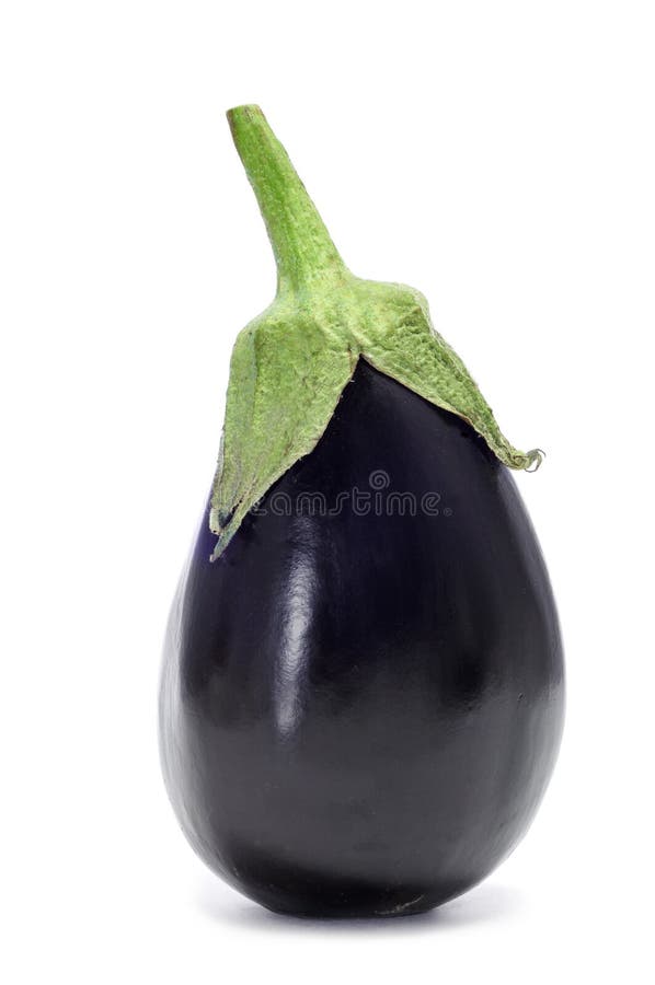 Closeup of a raw eggplant on a white background. Closeup of a raw eggplant on a white background