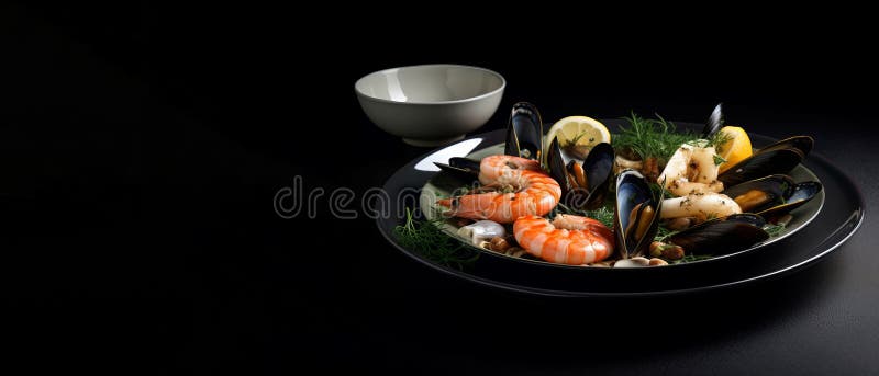 баннер для блюд из морепродуктов. создать стоковое фото rf