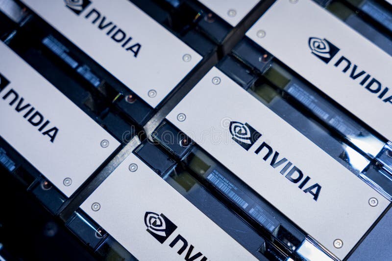 Барселона Испания 4 марта 2025 : Логотип Nvidia можно увидеть на выставке Mobile World Congress 2025 стоковое изображение rf