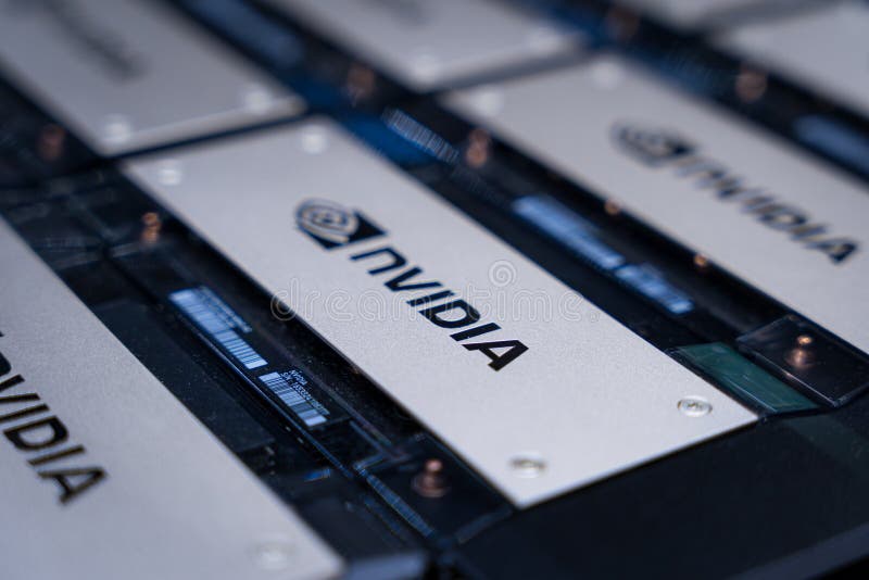 Барселона Испания 4 марта 2025 : Логотип Nvidia можно увидеть на выставке Mobile World Congress 2025 стоковые фотографии rf