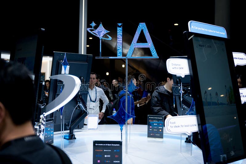 Барселона Испания 4 марта 2025 : Логотип ИИ можно увидеть на выставке Mobile World Congress 2025 MWC стоковые фотографии rf