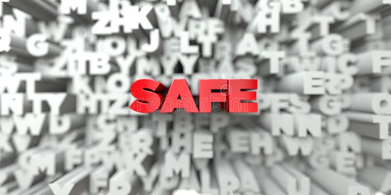 БЕЗОПАСНЫЙ - Красный текст на предпосылке оформления - 3D представило изображение неизрасходованного запаса королевской власти бесплатная иллюстрация БЕЗОПАСНЫЙ - Красный текст на предпосылке оформления - 3D представило изображение неизрасходованного запаса королевской власти бесплатная иллюстрация