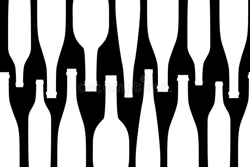 Seamless pattern pack paper with different shaped black and white wine bottles. Flat Design illustration. Seamless pattern pack paper with different shaped black and white wine bottles. Flat Design illustration