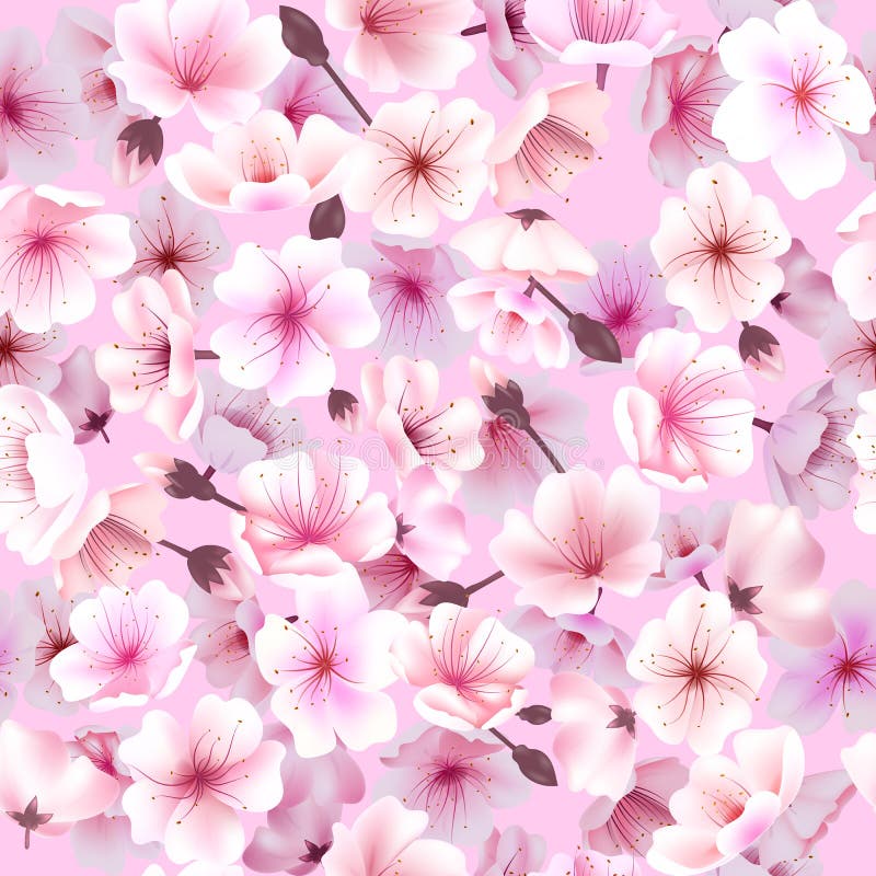Безшовная картина с вишневым цветом, Blossoming Oriental, фестивалем весны Hanami Сакуры цветя бесплатная иллюстрация Безшовная картина с вишневым цветом, Blossoming Oriental, фестивалем весны Hanami Сакуры цветя бесплатная иллюстрация