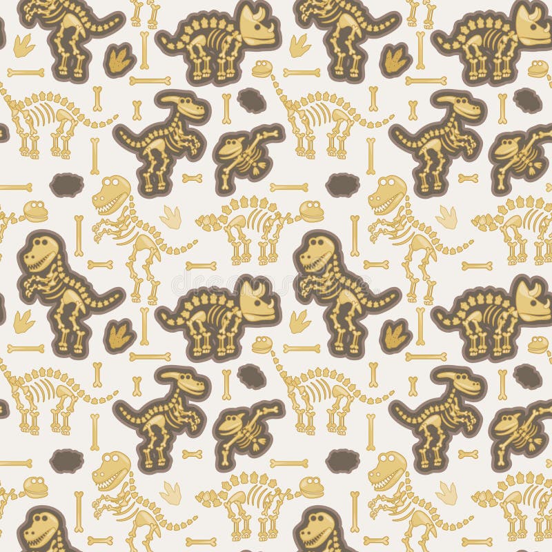 Безшовный, картина вектора Tileable с косточками динозавра иллюстрация штока Безшовный, картина вектора Tileable с косточками динозавра иллюстрация штока