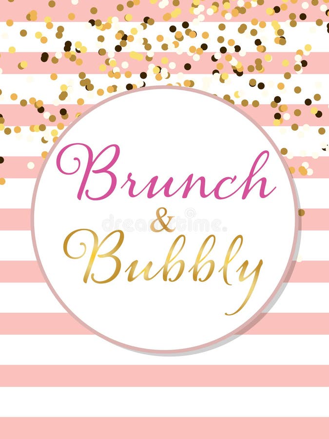 Brunch and Bubbly invitation. Bridal shower. Vector illustration.