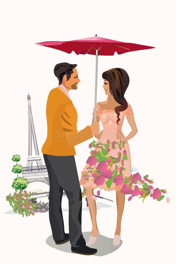 Vector illustration of romantic couples in love with flowers. stock illustration Vector illustration of romantic couples in love with flowers. stock illustration