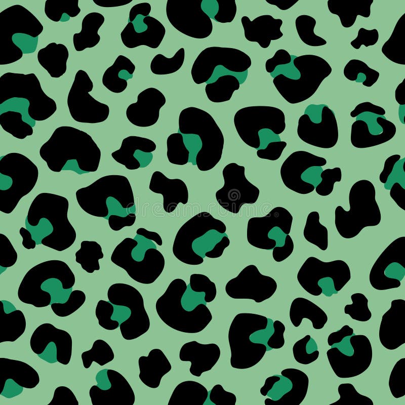 Seamless Pattern Green Leopard Print . Leopard Background Vector