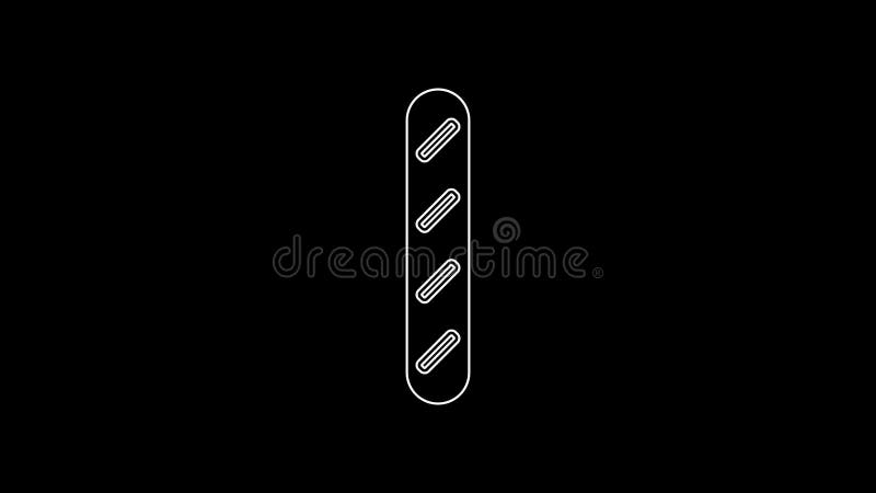 Белая линия французский значок хлеба багета изоляции на анимации черного движения фона 4k видео с графическим интерфейсом