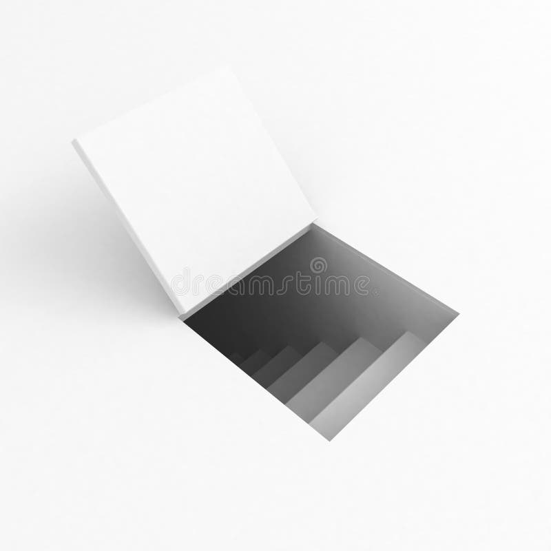 Square 3d trapdoor, over white, isolated. Square 3d trapdoor, over white, isolated