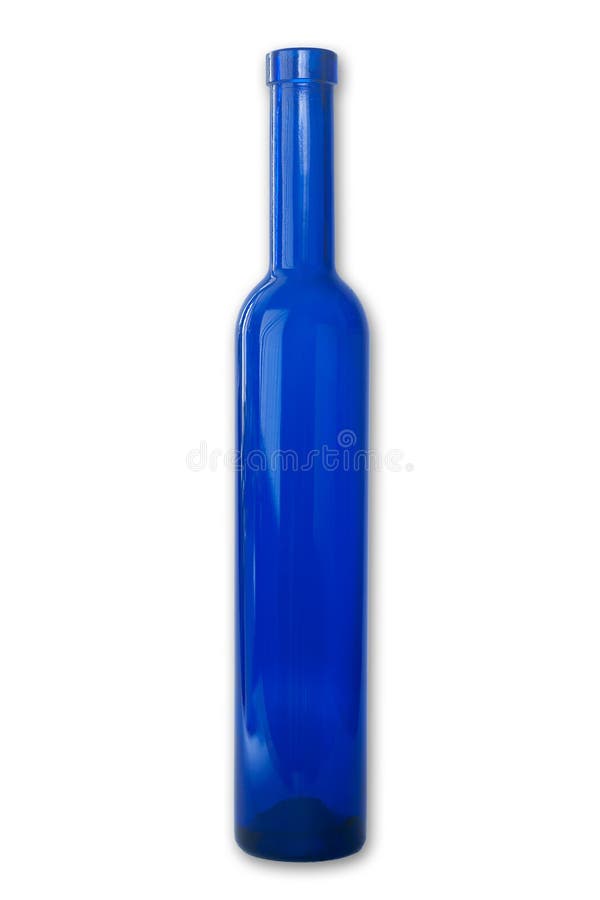 Slim blue bottle on white background. Slim blue bottle on white background