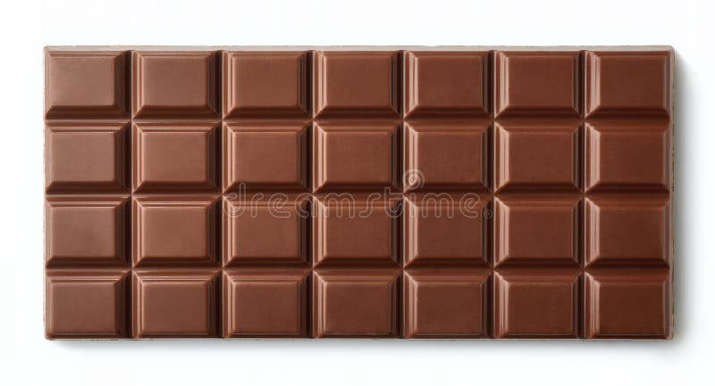 Milk chocolate bar isolated on white background from top view. Milk chocolate bar isolated on white background from top view