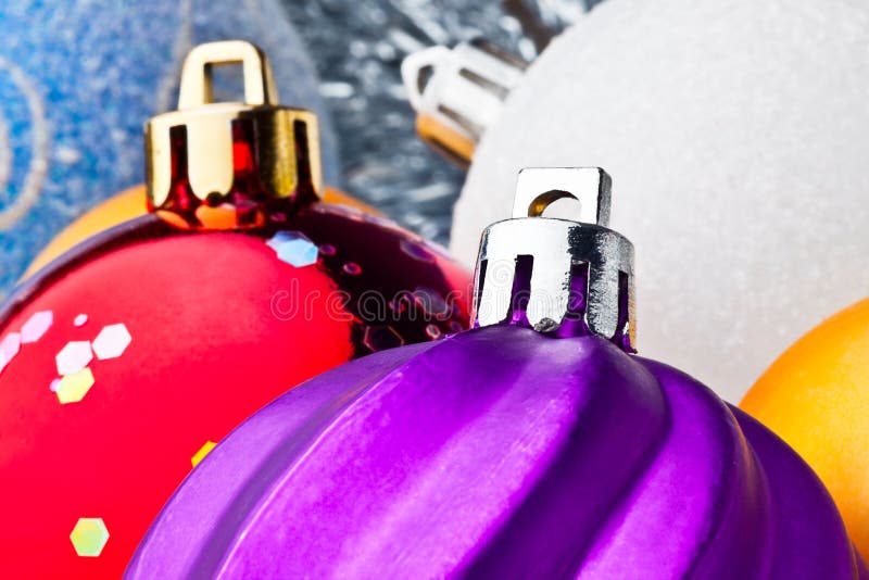 Violet, red, white and gold christmas balls. Violet, red, white and gold christmas balls