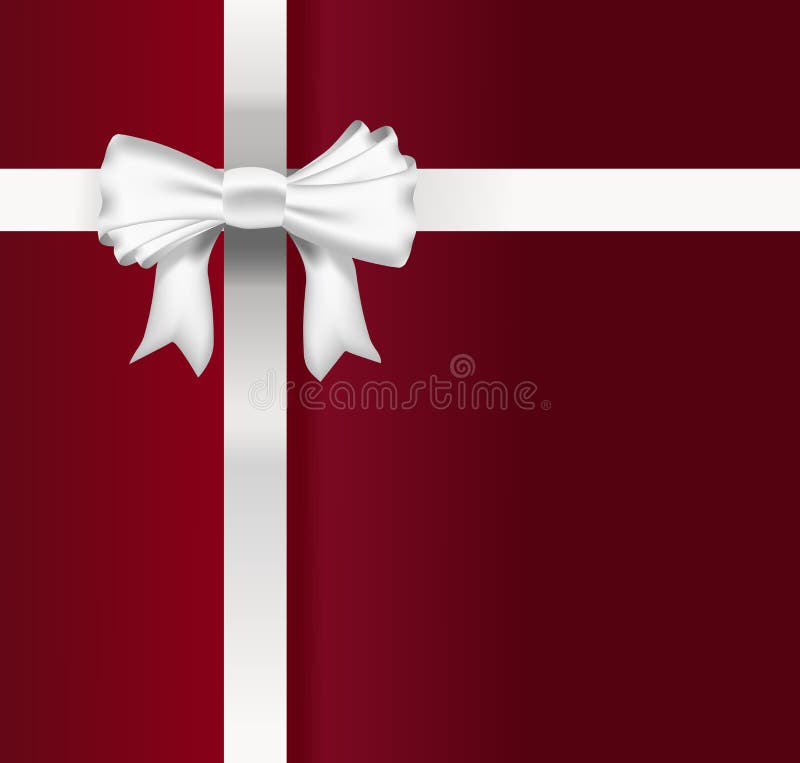 White ribbon on red background. White ribbon on red background