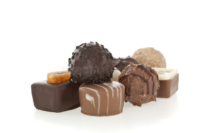 Gourmet chocolate bonbons isolated on white background. Gourmet chocolate bonbons isolated on white background