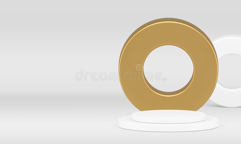 белый люкс 3d шоу-рум подиум с золотистым кольцевым фоном реалистичный вектор бесплатная иллюстрация