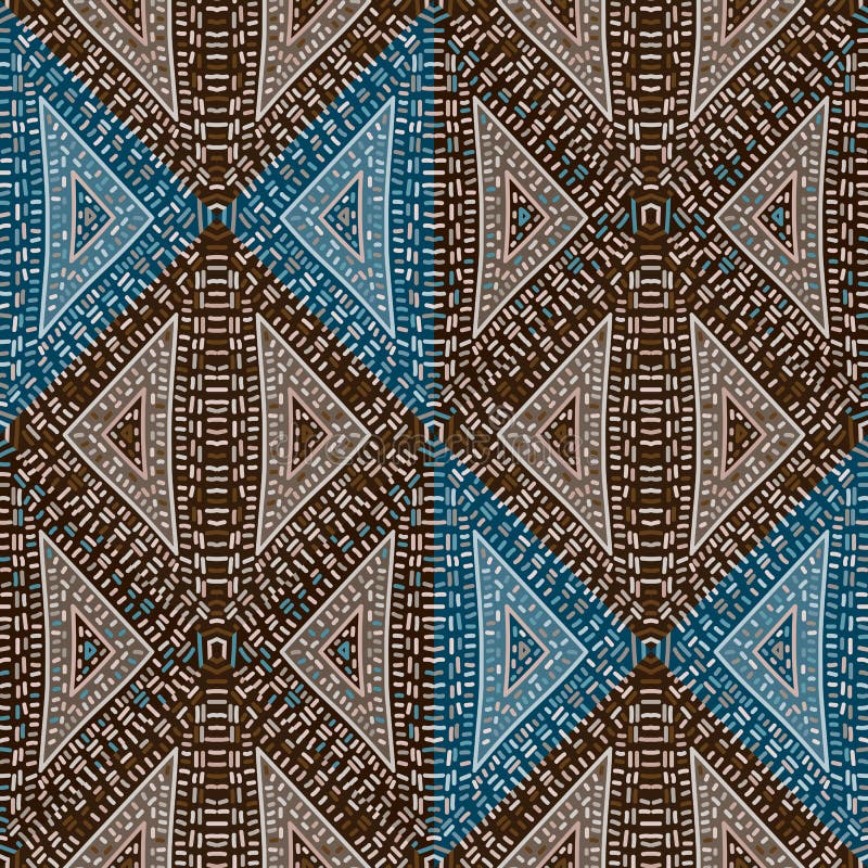 бесшовный рисунок линии свободного штриха. Африканская вышивка. винтаж. абстрактный геометрический национальный обои иллюстрация вектора