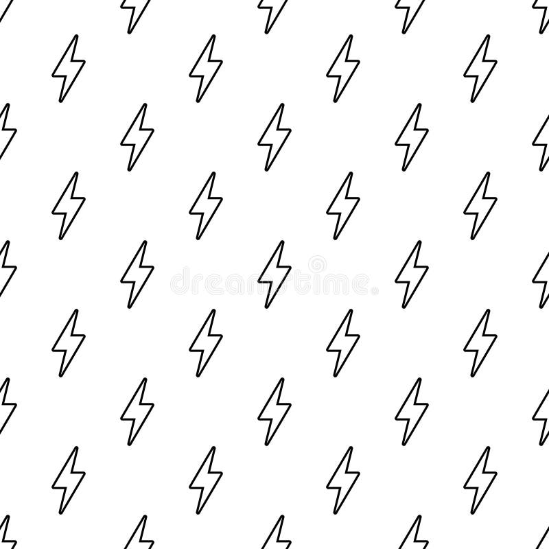 бесшовный узор с иконами черных молниеносных болтов на белом фоне. тандерболтыбесшовная иллюстрация вектора узора. иллюстрация штока